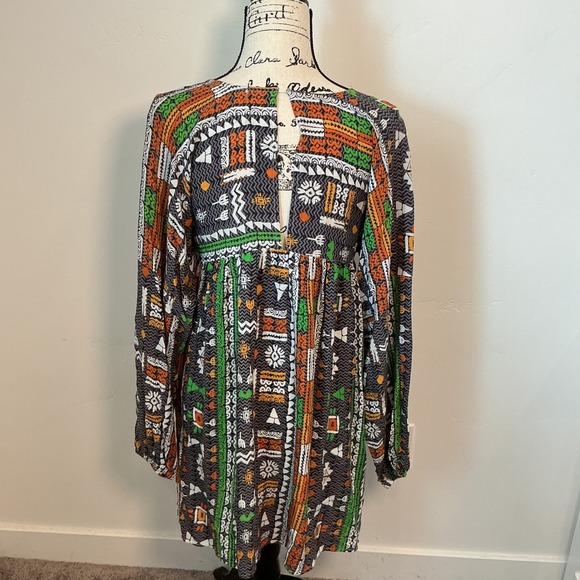 Velzera Tunic Dress Aztec Print Long Sleeve Casual Boho Festival Size S - Picture 5 of 6